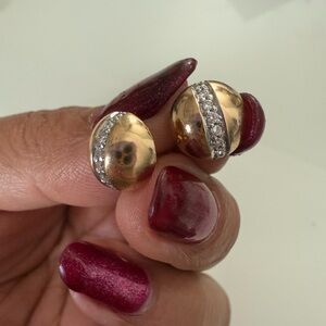 14k button earrings with diamonds